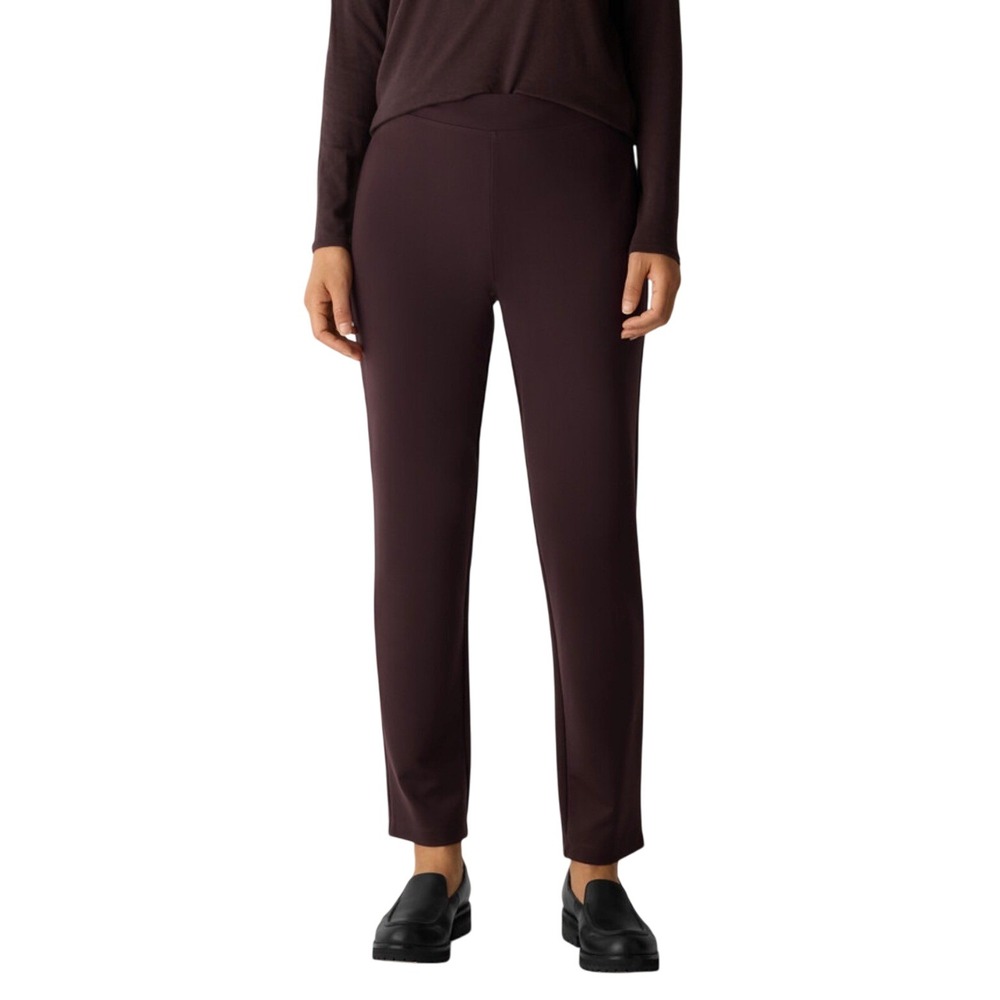 EILEEN FISHER Burgundy Flex Ponte Slim Pull On Pants XS Tall MSRP $198